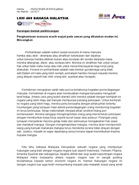 Karangan Bentuk Perbincangan Pdf