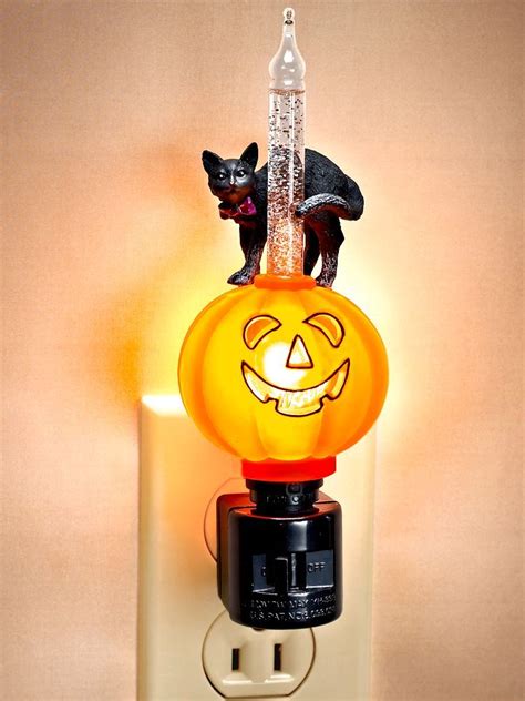 Halloween Bubble Night Light With Pumpkin And Black Cat Night Light