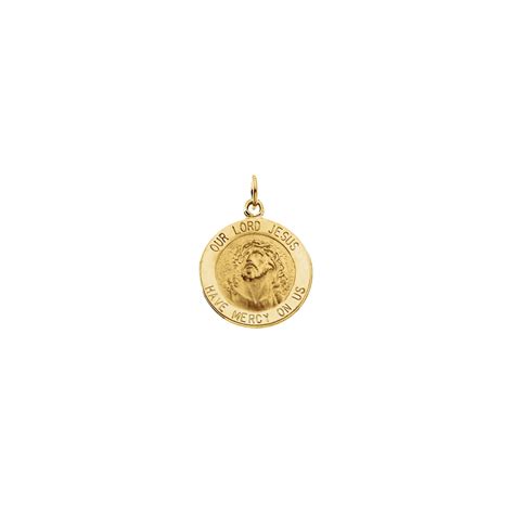 14kt Yellow Gold 15mm Round Our Lord Jesus Medal The Catholic Company