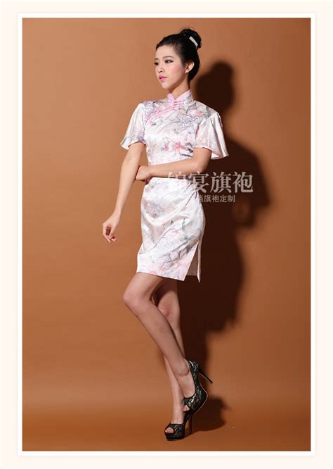 Custom Made Pink Lotus Silk Cheongsam Qipao Dress Qipao Cheongsam