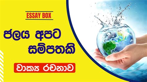 ජලය අපට සම්පතකි වාක්‍ය රචනාව Water Is A Resource For Us Sinhala