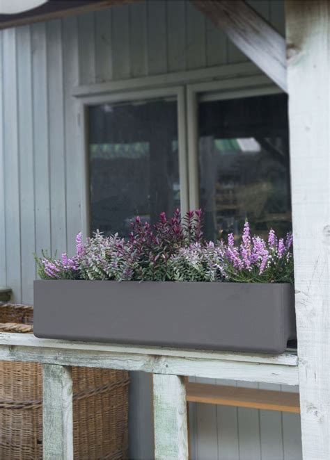 With hooks & lattice window boxes, you can add an enchanting floral arrangement that adds color, fresh greenery and a great measure of charm to any window. Balconia Rectangular Window Box Planter in Anthracite Grey ...