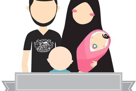 53 Gambar Kartun Ayah Ibu Dan Anak Muslim