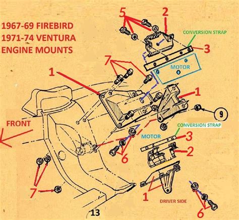 67 68 69 Firebird 71 72 73 74 Ventura Engine Mounts Chicago Muscle