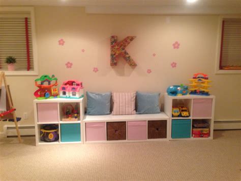 Seating And Storage With The Ikea Kallax Shelves For Playroom Design