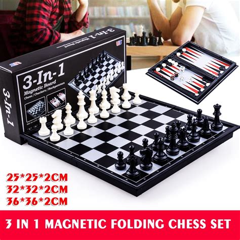 3 In 1 Portable Folding Board Magnetic International Chess 15