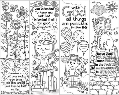 Article by mission bible class. Set of 8 Cute Bible Coloring Bookmarks Marker Doodles with ...