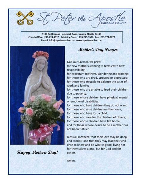 Mothers Day Prayer St Peter The Apostle Catholic Church