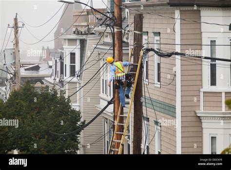 Lineman Climbing Ladder Power Pole Hi Res Stock Photography And Images