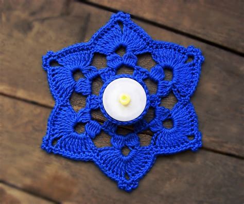 Crochet Snowflake Candle Coaster Tealight Holder Pdf Pattern Etsy