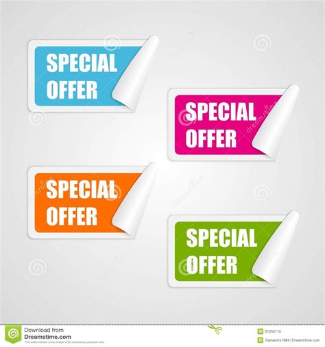 Set Colorful Square Special Offer Stickers Stock Vector Illustration