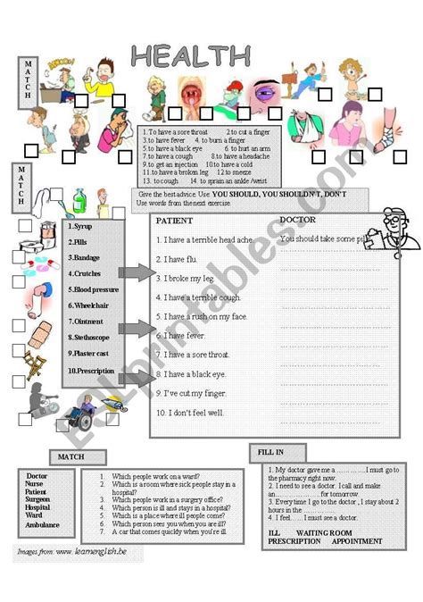 Health Esl Worksheet By Donapeter