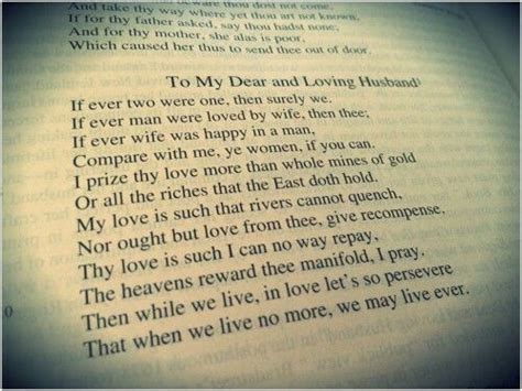 To My Dear And Loving Husband By Anne Bradstreet Husband Love Poem