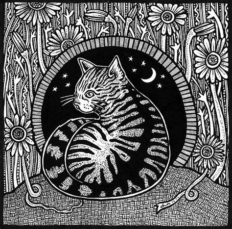 Folk Art Cat By Anita Inverarity Folk Art Cat Cat Painting Cat
