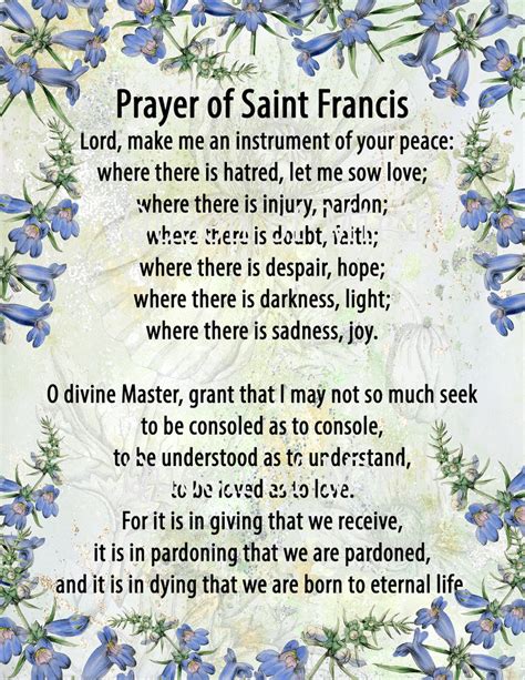 Saint Francis Prayer Printable Francis Of Assisi Prayer Saint Francis