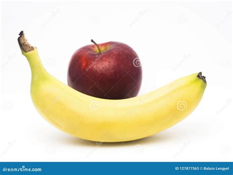Apple And Banana Isolated On White Stock Image Image Of Summer