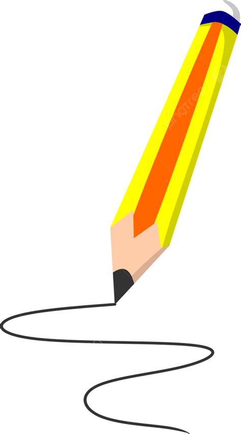 Ilustración De Lápiz Amarillo Con Líneas Naranjas Png Lápiz