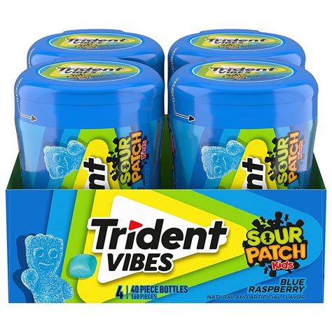 2 Pack Trident Vibes Sour Patch Kids Blue Raspberry Sugar Free Gum 4
