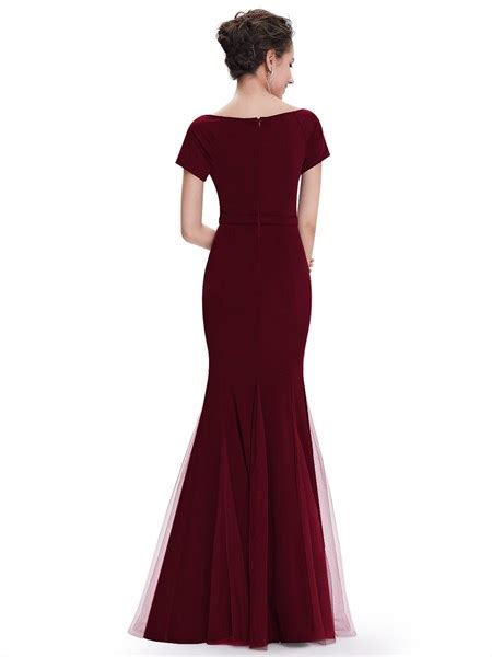 Red Illusion Beaded Lace Bodice Long Sleeve Sheath Mermaid Prom Dress