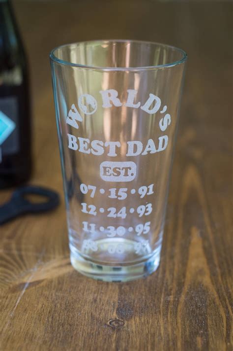 Worlds Best Dad Engraved Pint Glass Personalized Fathers Day Etsy