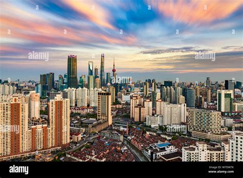 Skyline Of The Lujiazui Financial District With The Oriental Pearl Tv