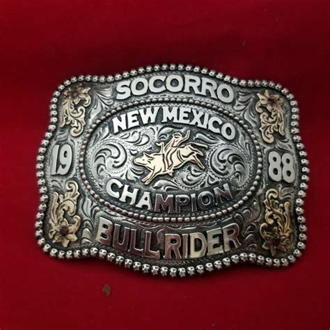 1988 Rodeo Trophy Buckle Vintage Socorro New Mexico Bull Ride Cowboy