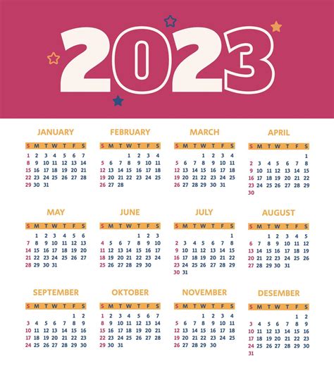 2023 Calendario Annuale Calendario 2023 Modello Calendario Design Nel