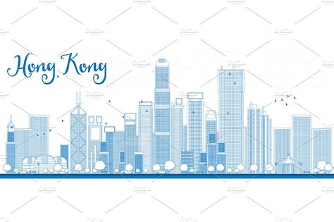 Outline Hong Kong Skyline Work Illustrations ~ Creative Market