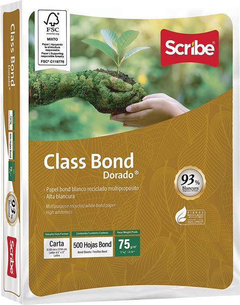 Scribe Class Bond Dorado Fsc Papel Bond Blanco Carta Paquete De 500