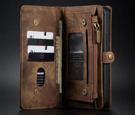 Caseme Iphone 12 Mini Detachable 2 In 1 Zipper Leather Wallet Case Brown