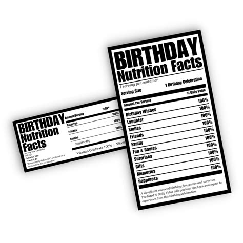 Free Birthday Nutrition Facts Png Files Png Transparent Elements