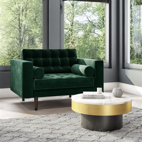 Dark Green Buttoned Velvet Loveseat Elba Furniture123