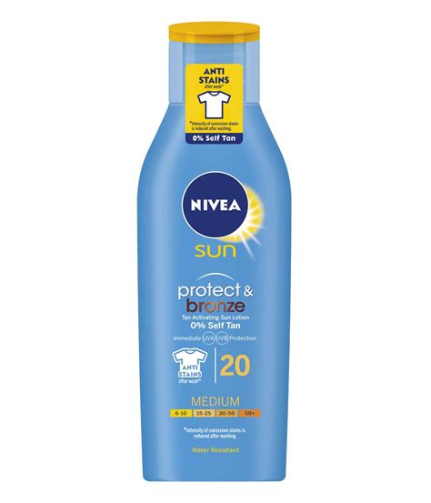 Nivea Sun Protect And Bronze Sun Lotion Spf20 200ml Bronzing Tanning