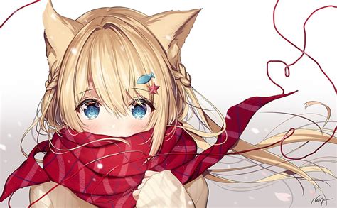 Cute Scarf Dress Girl Anime Hd Wallpaper Peakpx