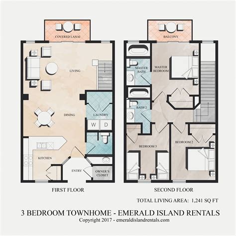 Rent a 3 bedroom myrtle beach condo today, perfect for family vacations to the beach! Emerald Island 3 Bed Condo - Floor Plan