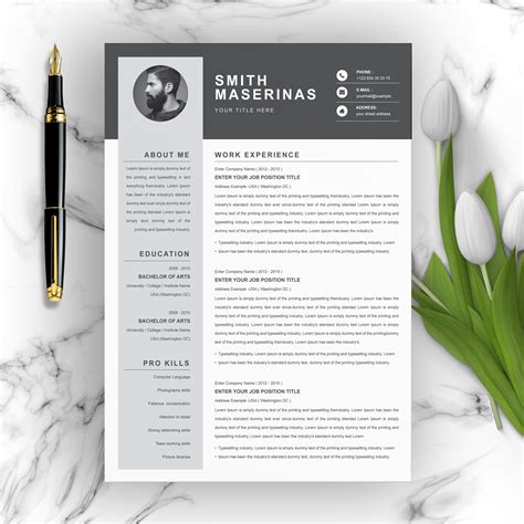 Professional Resume Modern Resume Template Cover Letter Etsy