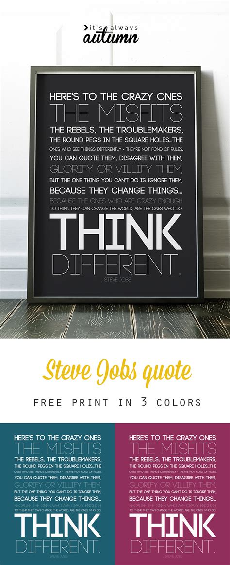 17 craziness and happiness famous sayings, quotes and quotation. Steve Jobs "crazy ones" quote | free art print - It's Always Autumn