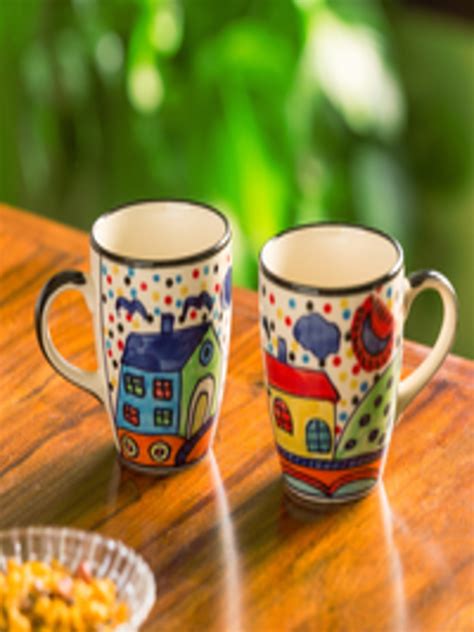 Buy Exclusivelane The Hut Jumbo Cuppas Hand Painted Mugs In Ceramic