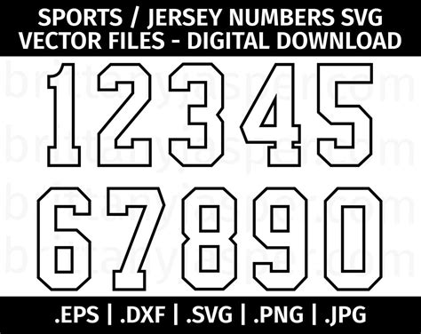 Jersey Sports Number Svg Vector Clip Art Cut Files For Etsy