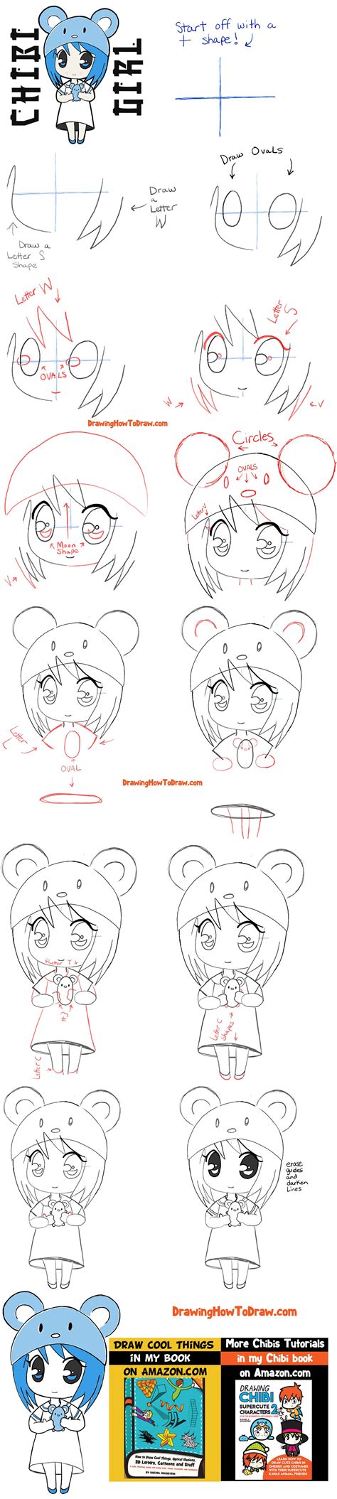 How To Draw A Chibi Girl With Cute Mouse Hat Easy Step By