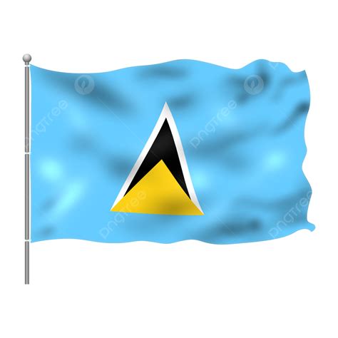 Saint Lucia Flag Flying On Pole Saint Lucia Flag Blue Png