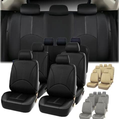 Leather Auto Car Seat Covers Cushion 3 Row 7 Seaters Full Set For Auto