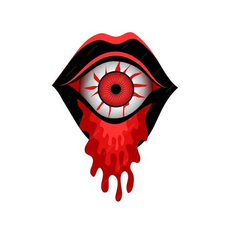 Premium Vector Eyeball In Mouth Blood Dripping Down Vector Icon