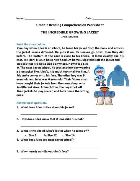 Reading And Comprehension Worksheet For Grade 3