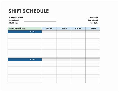 Shift Schedule Template In Excel