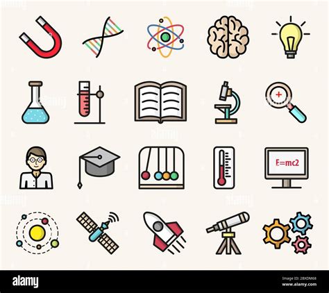 Science And Education Colorful Icons Modern Flat Design Vector