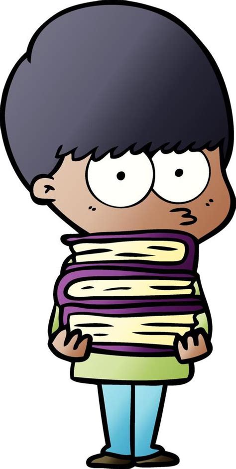 Nervous Cartoon Boy Carrying Books 12442817 Vector Art At Vecteezy