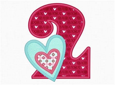 Valentine Applique Design Number 2 Birthday Love Design Etsy