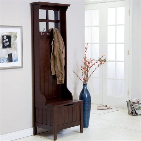 Narrow Hall Tree For Entry Hall Tree With Mirror Furniture Global