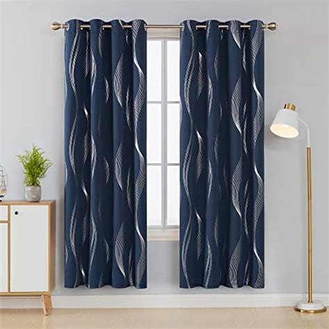 Deconovo Silver Print Wave Thermal Insulated Grommet Blackout Curtain